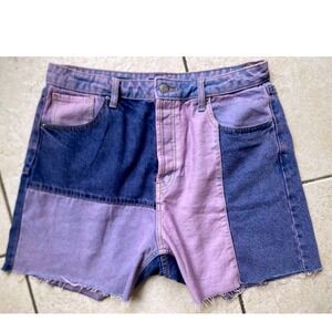 Wild Fable Patchwork Denim Shorts Women 12 Multicolor Excellent High Rise Cutoff